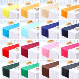 Table Runner 10pc Satin Table Coureurs pour le banquet à domicile Supplies de fête de mariage Table Tabinet Décoration de la table de table Multicolor 230210