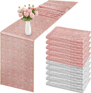 Chemin de Table 10 pièces paillettes or argent Rose tissu couvertures scintillantes pour mariage anniversaire décoration de noël 230414
