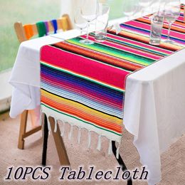 Tafelloper 10 stks Mexicaanse Serape Table Runner voor Mexicaans feest Bruiloftdecoraties Outdoor Picknicks Eettafel Fringe Cotton TableCleoth 230814