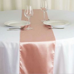 Table Runner 10 stks Rose Gold Satin Wedding Tafel Runners Zijden Tafel Vlaggen Lopers voor evenement EL Party Table Decoratie 230210