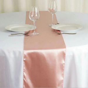 Camino de mesa 10 piezas de satén de oro rosa, caminos de mesa de boda, banderas de mesa de seda, corredores de tela para eventos, decoración de mesa de fiesta 231019