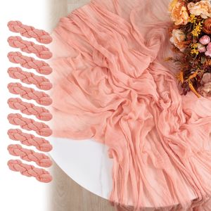 Tafelloper 10 stks Semi-Sheer gaas trouwtafel Runner Cheesecloth Tafel Setting Dining Party Christmas Banquets Arches Cake Decor 230814