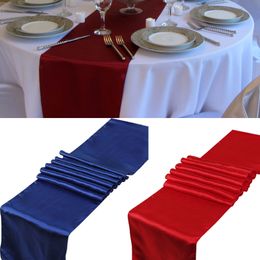 Tafelloper 10 Stks/set Satijn Tafelloper 30cm x 275cm Voor Bruiloft Feest Evenement Banket Thuis Tafeldecoratie Supply Tafel Cover Accessoires 230605