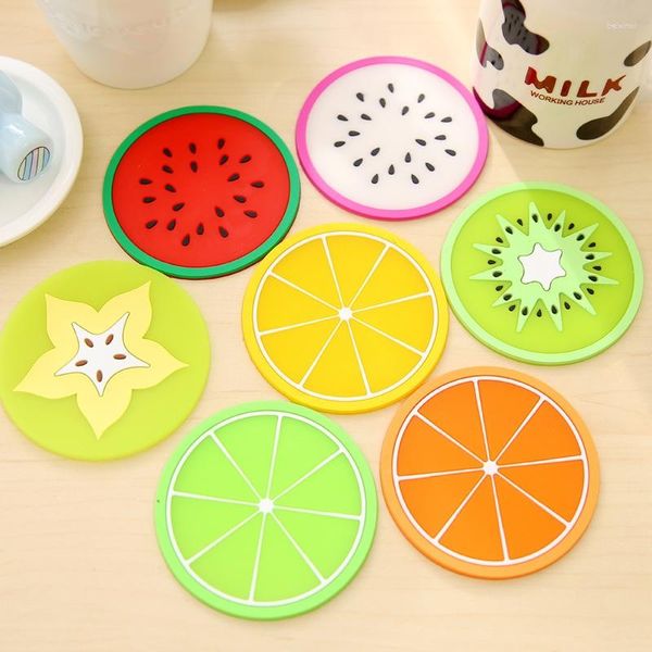 Table Runner 1PCS Cup Mat Pad Fruit Forme Silicone Résistant Isolation Boisson