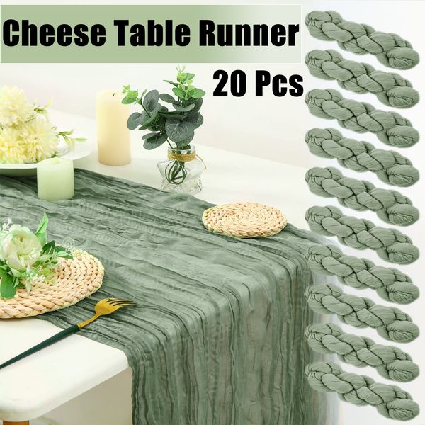 Chemin de Table 20 Pcs Coton Chemin De Table De Mariage Fromage Nappe Rétro Salle À Manger Napperons Rustique Boho Gaze Fête Bureau Festivals Décor 230621