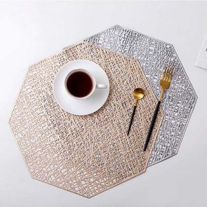 Tafelloper 2 stks warmtebestendige anti-slip PVC Hollow Octagon Placemats Bowl Cup Place Mats voor Home Office Restaurant