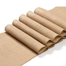 Table Runner 30cm Width Jute Linen Vintage Natural Table Runner Burlap Rustic Khaki Party Country Wedding Decoration Home Party Table Decor 230814