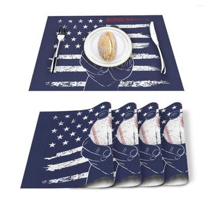 Chemin de Table 4/6 pièces ensemble tapis drapeau américain Baseball sport Handball serviette cuisine accessoires maison fête napperons décoratifs
