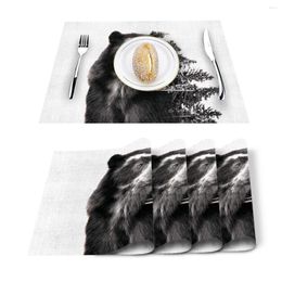 Tafelloper 4/6 stks Set Matten Artistieke Close-Up Beer Gedrukt Servet Keuken Accessoires Home Party Decoratieve Placemats