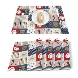 Chemin de Table 4/6 pièces ensemble tapis Baseball sport rouge blanc bleu imprimé serviette cuisine accessoires maison fête napperons décoratifs