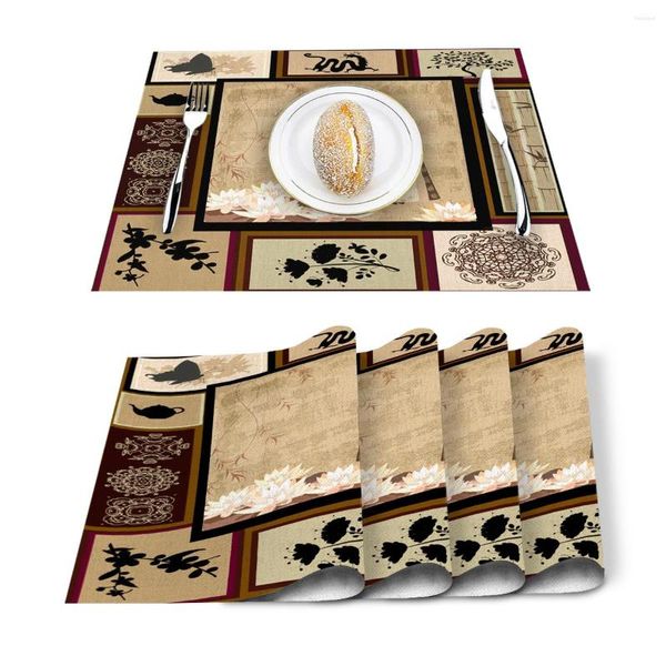 Chemin de Table 4/6 pièces ensemble tapis Style traditionnel chinois photo couture serviette accessoires de cuisine décor de fête à la maison napperons