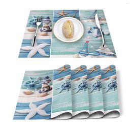 Tafelloper 4/6 stks Set Matten Mediterrane Stijl Vuurtoren Zeester Anker Servet Keuken Accessoires Thuis Party Decor Placemats