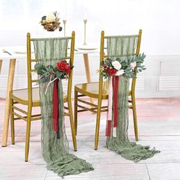 Corredor de la mesa 5/10/20pcs Cheesploth silla fajas de silla rústica cubierta de silla diseñada para banquete de boda casa el silla decoración 230814