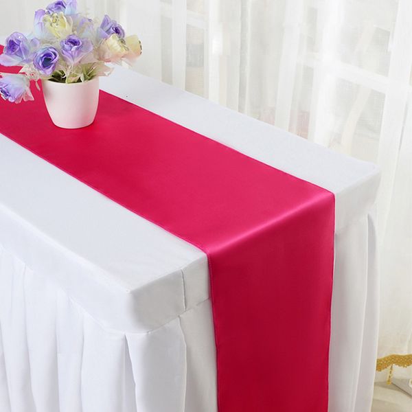 Table Runner 5pcs 30 * 275cm Satin Table Coureurs de mariage Décoration Événement Satin Chaise Sash Bow Table Couvrette des tissus 230811