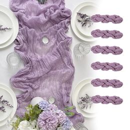 Chemin de table 6 pièces chemin de Table de mariage en gaze semi-transparente toile de fromage violette réglage de la Table à manger fête Banquets de Noël Arches décor de gâteau 231019