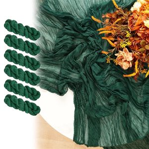 Tafelloper 6pcs Vintage Green Semi-Sheer gaas trouwtafel Runner Cheeseclothdining Party Christmas Banquets Arches Cake Table Decor 230818