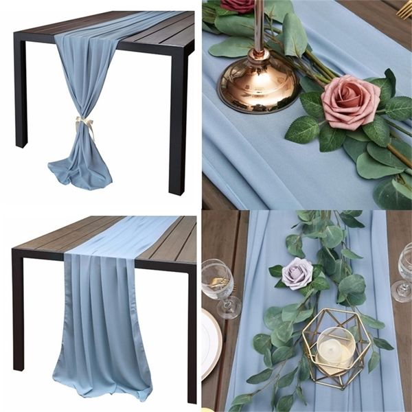 Chemin de Table 70x300 cm, tissu de luxe en mousseline de soie douce, tissu de mariage, fête, Banquet, décoration de maison, ceinture, 220902