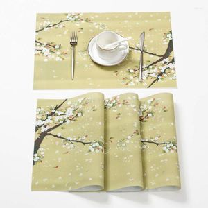 Chemin de Table belle vue tapis de Style japonais PVC Anti-tache adiabatique antidérapant peinture napperons tasse café tampons imperméable