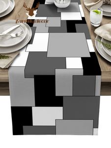 Chemin de table noir gris décalcomanie art abstrait chemin de table famille mariage table drapeau tapis centre décoration fête nappe 230408
