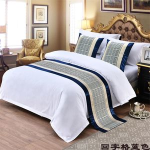 Table Runner Blue Palindrome enrejado Bed Table Runner Estilo chino Bed Flag el Armario Ropa de cama Decoración para Home Parlor Wedding Room 230322