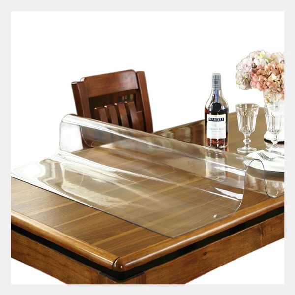 Camino de mesa Marca Mantel de PVC Cubierta transparente Patrón de cocina impermeable Vidrio de aceite Paño suave 10 mm 231202