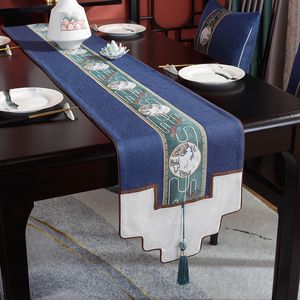 Camino de mesa Bandera de estilo chino Tapete para té Tela Algodón Lino Decoración simple 230904