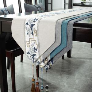 Tafelloper Chinese stijl Retro Table Runner Wed Dinertafel Vlag Art Home Party Coffee Tea Table Cover Decor Textile Borduurwerk met Tassel 230811