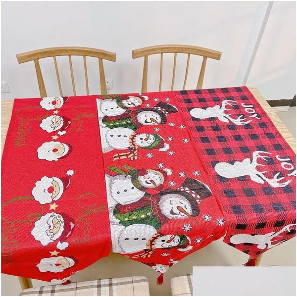 Table Runner Christmas 33x180cm / 13x71 pouces Polyester Cotton Tabs Dining Tables Mariage Snow Man Elk Floral Floral Softchoth DH0O9
