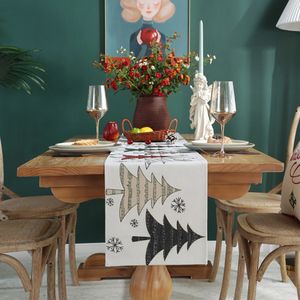 Chemin de table Décorations de Noël Table Cloth Runner Dinning Coffee Table Xmas Tree Printing Year's Gift Wedding Bedroom Home Decor 230322