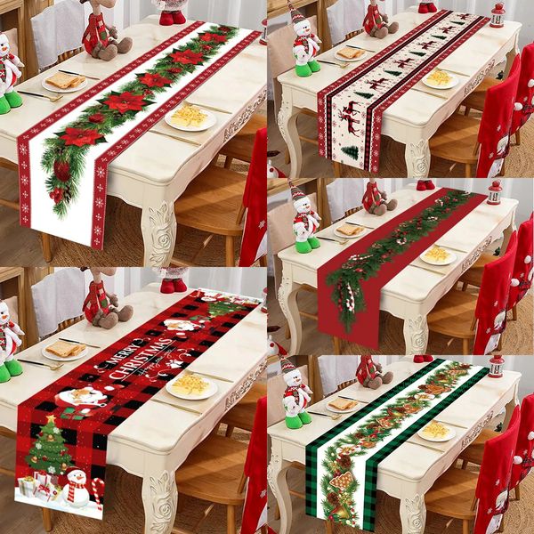 Chemin de Table en Polyester, couverture de drapeau de noël, décorations joyeuses pour la maison, nappe de noël 2023, année 2024, 231017