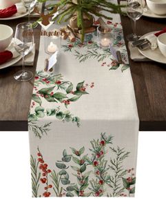 Chemin de table de Noël et d'hiver en eucalyptus - Pièce maîtresse de mariage pour table, décoration de cuisine, de maison, de salle à manger, tapis de table 230210