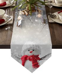 Chemin de table Noël hiver bonhomme de neige gris chemin de table cuisine de Noël décor de salle à manger chemin de table décor de mariage nappe 231101