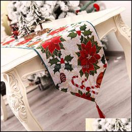 Tafel Runner Doeken Home Textiel Tuin Kerstdecoratie Linnen Gedrukt Vlag Tafelkleed Placemat Decoraties voor vlaggen 220107 Drop Del