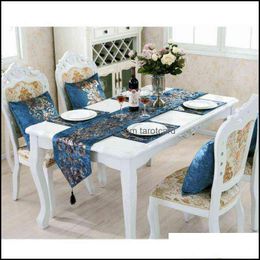 Tafel Runner Doeken Thuis Textiel Tuin Blauw Europees-stijl Camino de Mesa Wedding Decoratie Runners Accessoires 220107 Drop Levering 202