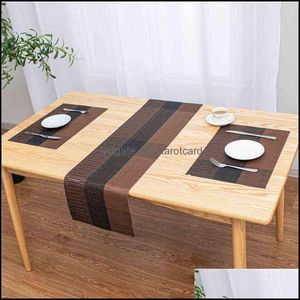 Chemin De Table Chiffons Textiles De Maison Jardin Moderne Pour Salle À Manger Pvc Er Étanche Antidérapant Gris Noir Accessoires De Cuisine Tissu 30X180Cm 220107