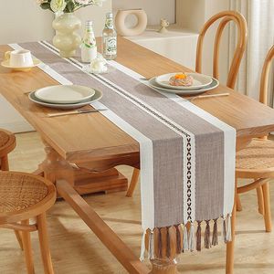 Table Runner Cotton Linn Jacquard Table Runner Luxury Tassel Tassel Drapeau d'armoire domestique Couverture Decorative Dining Dining Dining Decor 230811