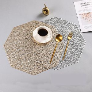 Tafelloper Creatieve antislip PVC Achthoek Hol Onregelmatige Effen Kleur Eenvoudige Westerse Mat Woondecoratie Geïsoleerde Placemat Kom