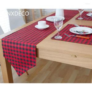 Tabel Runner Dunxdeco Placemat katoenen tafelkleed Classical Red Black Check Art Desk Accessories Home Decoratie