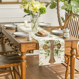 Table Runner Pâques Happy Bunny Lit imprimé Table Runner Flag Couvre-Dinage Couvre-Dining Party Decor 230811