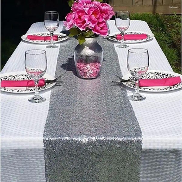 Camino de mesa para el hogar, 4 colores, decoración de fiesta ostentosa brillante para boda con lentejuelas