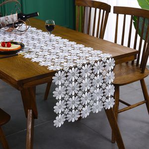 Chemin de table Chemin de table en dentelle blanche dentelle fleur nappe chemin de table pour table à manger Table basse décoration de mariage chemin de lit 230322