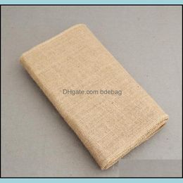 Chemin de table Lin Rouleau Nappe Hesse Toile De Jute Vraies Couleurs 30Cmx10M Chaise Célébration De Mariage Décorer Table Drapeau Maison Kitch Dhfa7