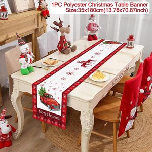 Table Runner Merry Christmas Decorations 2023 pour la table à domicile NAVIDAD NOEL KERST Cadeaux de Noël Année 2024 Natal