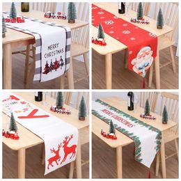 Tafelloper Merry Christmas Table Runner Cotton Linen Creative Snowman Santa Claus Tafelkleed Kerstdecor voor Home Kerstmis ornamenten 230817