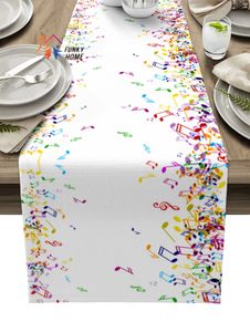 Chemin de table musique note de musique coloré chemin de table moderne nappe de fête de mariage noël table à manger décor napperon 231101