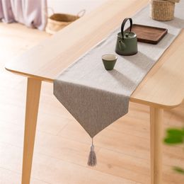 Chemin de Table Style nordique coton lin japonais Simple élégant gland coureurs américain café drapeau décor à la maison 220615gx