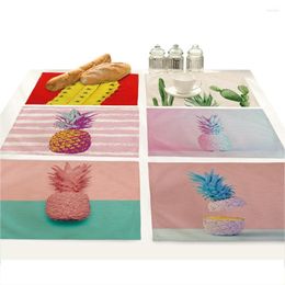 Tafelloper roze ananas cactus bedrukte drank onderzetters diner mat bloem ontwerp keuken decoratie accessoires mantel individu