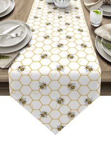 Chemin de table à carreaux abeille géométrie chemins de table décoration de table de mariage nappe fête de vacances décor à manger couverture de table 231101