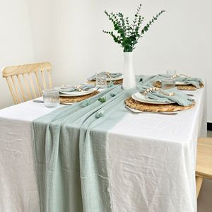 Chemin de table rétro coton gaze tissu Burr Texture serviettes à manger personnaliser Vintage mariage cuisine dîner décoration 230520