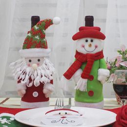 Tafelloper Santa Claus Wine Bottle Case Decorated with Bag Placemat voor dineren Kerstmis